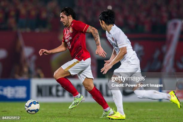 Guangzhou Evergrande midfielder Goulart Pereira in action during the AFC Champions League 2015 Group Stage H match between Guangzhou Evergrande vs...