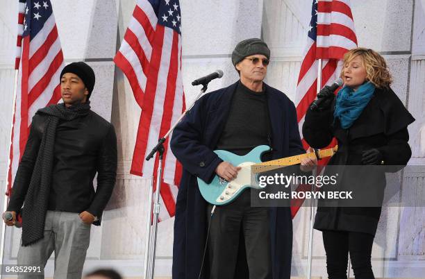 Jennifer Nettles , John Legend and James Taylor perform at the 'We Are One" concert, one of the events of US president-elect Barack Obama's...