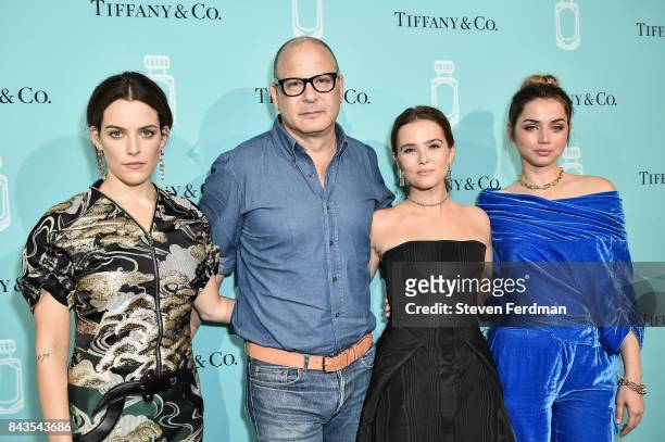 Riley Keough, Reed Krakoff, Zoey Deutch, and Ana de Armas attend the Tiffany & Co. Fragrance launch event on September 6, 2017 in New York City.
