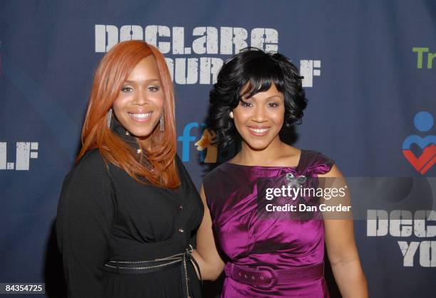 Erica and Tina Campbell aka Mary Mary attend "A New Birth of Citizenship" inaugural event presented by Declare Yourself at Renaissance Washington,...