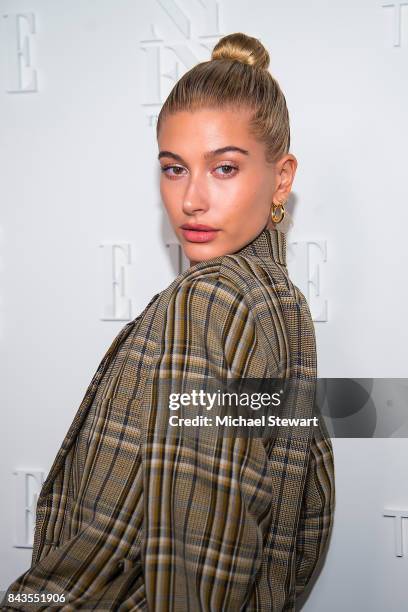Model Hailey Baldwin attends ELLE, E! & IMG host A Celebration of Personal Style NYFW Kickoff Party on September 6, 2017 in New York City.
