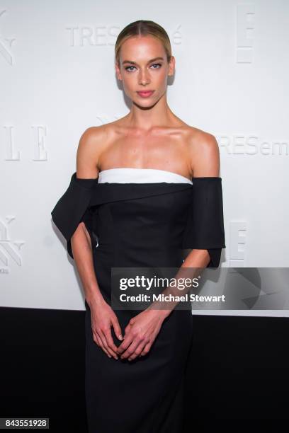 Model Hannah Ferguson attends ELLE, E! & IMG host A Celebration of Personal Style NYFW Kickoff Party on September 6, 2017 in New York City.