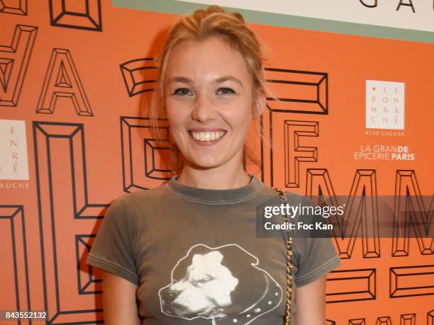 Alice Aufray attends La Famiglia Exhibition Preview Cocktail at Le Bon Marche on September 6, 2017 in Paris, France.