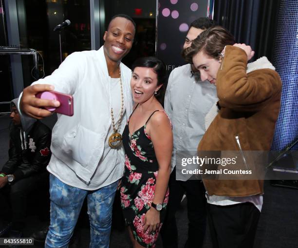 Rapper Kardinal Offishall, TIFF Rising Stars Mary Galloway, Vinnie Bennett and Theodore Pellerin pose for a photo during the 2017 Toronto...