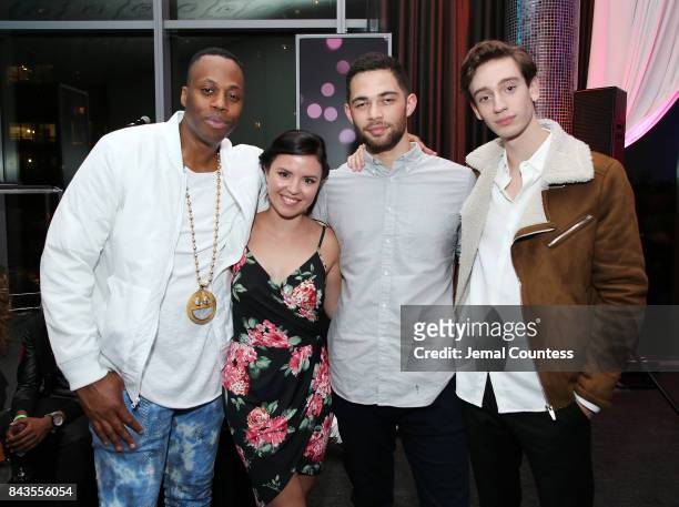 Rapper Kardinal Offishall, TIFF Rising Stars Mary Galloway, Vinnie Bennett and Theodore Pellerin pose for a photo during the 2017 Toronto...