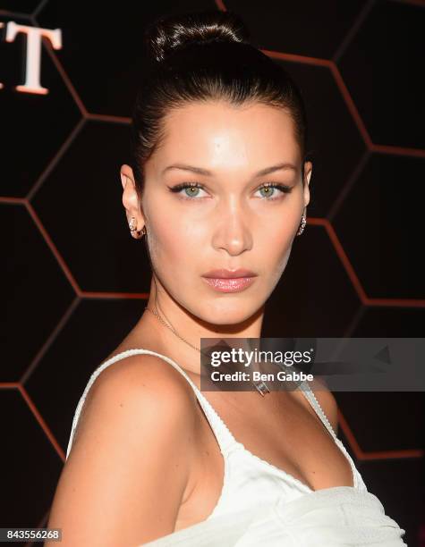 Bella Hadid attends the Bulgari launch of new fragrance "Goldea, The Roman Night" on September 6, 2017 in the Brooklyn borough of New York City.