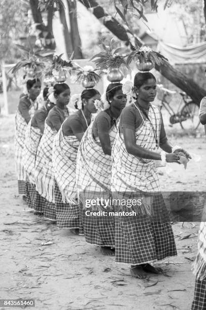 santhali dance - santhal dance stock pictures, royalty-free photos & images