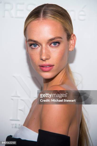 Model Hannah Ferguson attends ELLE, E! & IMG host A Celebration of Personal Style NYFW Kickoff Party on September 6, 2017 in New York City.