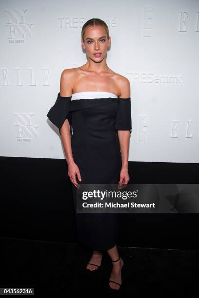 Model Hannah Ferguson attends ELLE, E! & IMG host A Celebration of Personal Style NYFW Kickoff Party on September 6, 2017 in New York City.