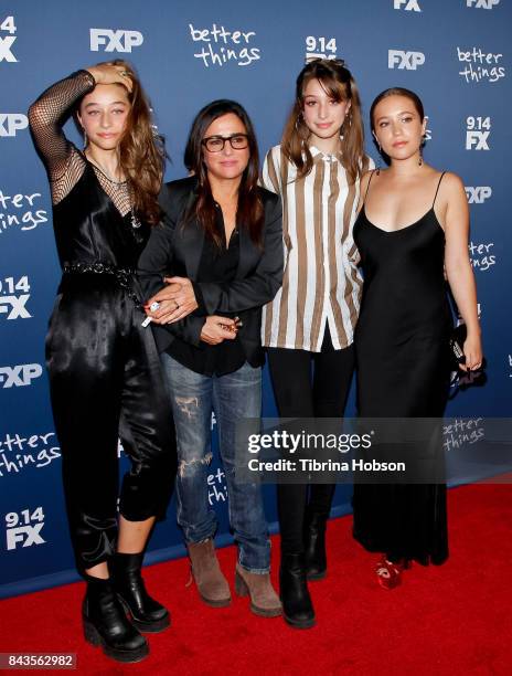 Odessa Adlon, Pamela Adlon, Rocky Adlon and Gideon Adlon attend the premiere of FX's 'Better Things' season 2 at Pacific Design Center on September...