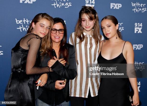 Odessa Adlon, Pamela Adlon, Rocky Adlon and Gideon Adlon attend the premiere of FX's 'Better Things' season 2 at Pacific Design Center on September...