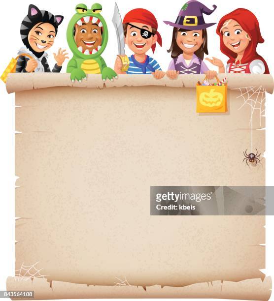 halloween costume party invitation - halloween kids stock illustrations