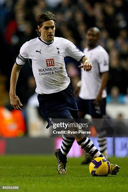 Jonathan Woodgate of Tottenham in action during the Barclays Premier League match between Tottenham Hotspur and Portsmouth at White Hart Lane on...