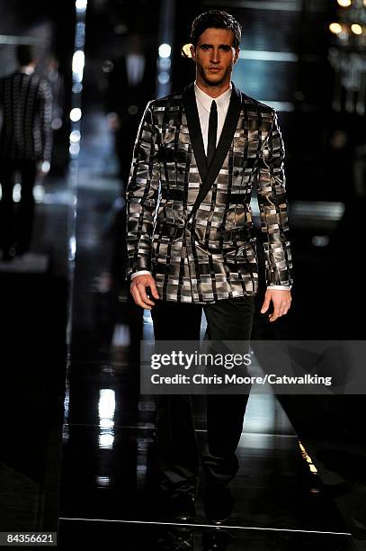 Model walks the runway during the Dolce & Gabbana show part of Milan Fashion Week Autumn/Winter 2009 Menswear on January 17, 2009 in Milan, Italy