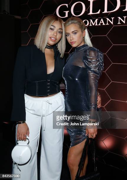 Jordyn Woods and Anastasia Karanikolaou attend Bulgari "Goldea The Roman Night" fragrance launch party at 1 Hotel Brooklyn Bridge on September 6,...