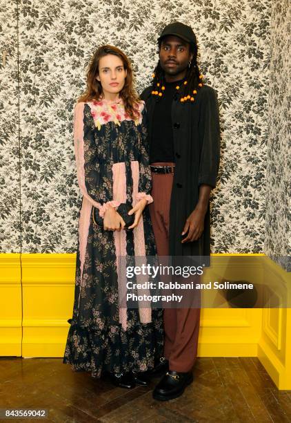 Ana Kras and Dev Hynes attend Susan Chokachi and Linda Fargo host a private dinner to introduce Gucci Decor at BG Restaurant, Bergdorf Goodman on...