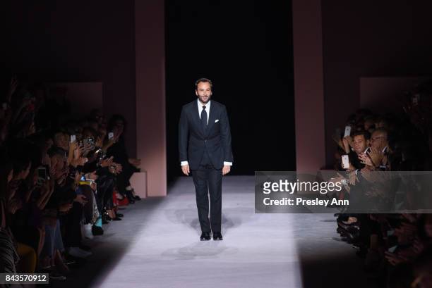 Tom Ford walks the runway at Tom Ford - Runway - September 2017 - New York Fashion Week at 643 Park Avenue on September 6, 2017 in New York City.