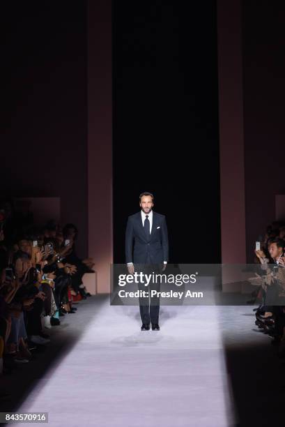 Tom Ford walks the runway at Tom Ford - Runway - September 2017 - New York Fashion Week at 643 Park Avenue on September 6, 2017 in New York City.