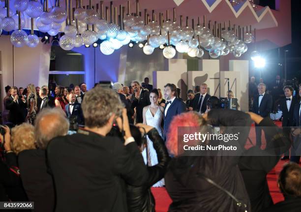 Venice, Italy. 06 September, 2017. Javier Bardem and Penelope Cruz attend the premiere of the movie 'Loving Pablo' presented out of competition at...