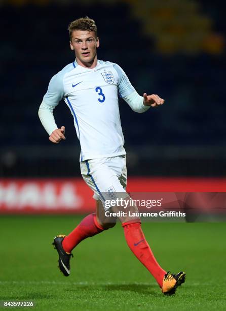 Josh Tymon of England in action during the International match between England and Germany at One Call Stadium on September 5, 2017 in Mansfield,...