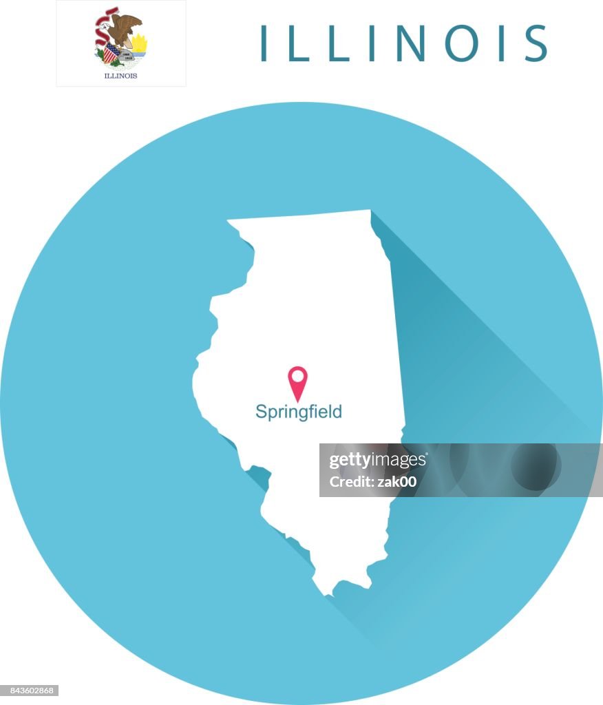 USA state Of Illinois's Map and Flag