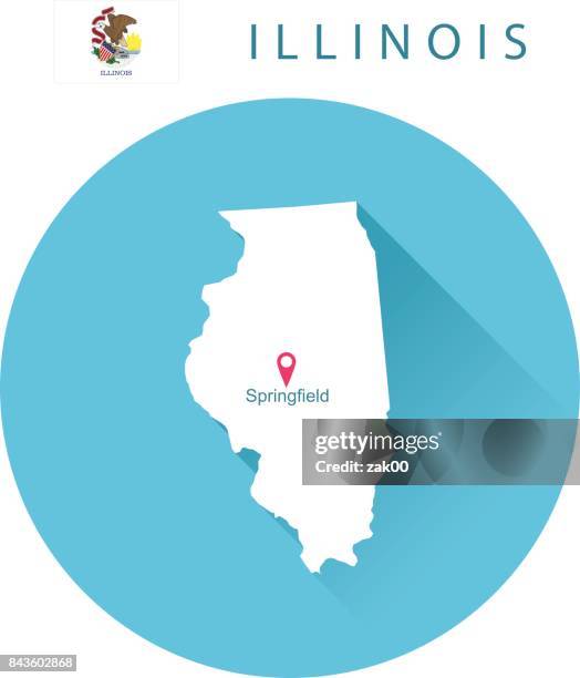 usa state of illinois's map and flag - illinois countryside stock illustrations