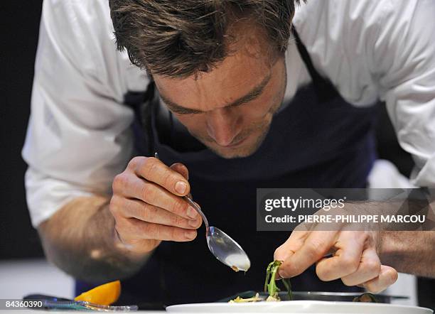 Swedish chef Peter Nilssen looks on as he presents a recipe during the gastronomic fair, "Madrid Fusion", on January 19 in Madrid. Madrid Fusion...