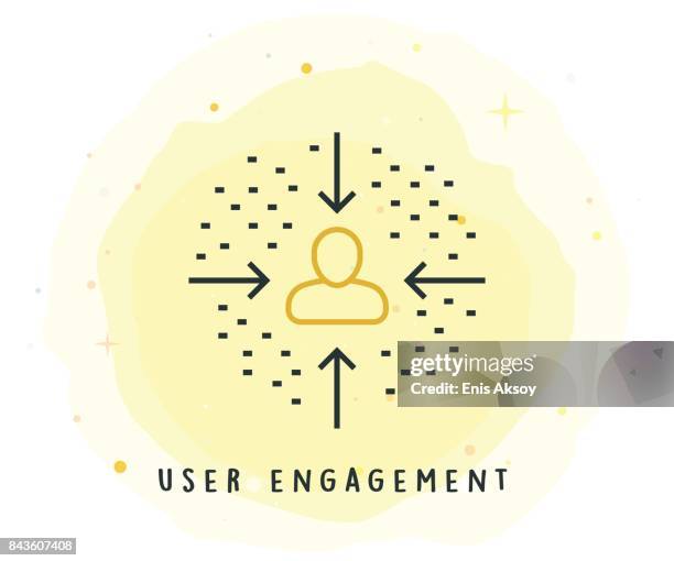 user engagement icon with watercolor patch - audience engagement stock illustrations