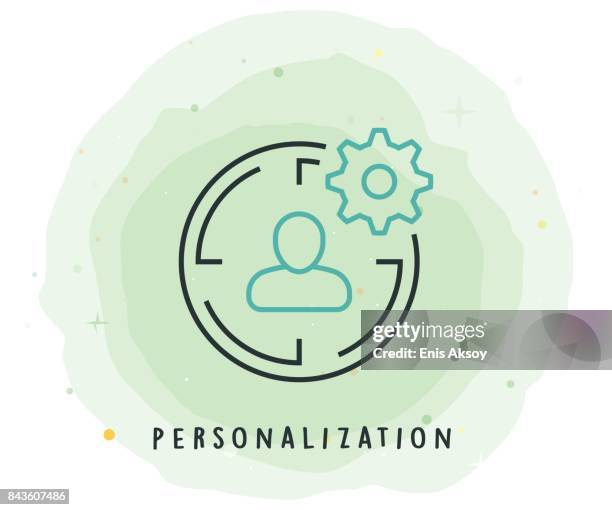 symbol der personalisierung mit aquarell-patch - e mail spam stock-grafiken, -clipart, -cartoons und -symbole