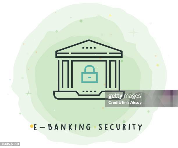e-banking security icon with watercolor patch - security patch stock illustrations
