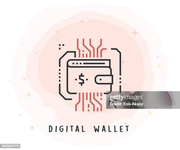 digital wallet icon with watercolor patch - security patch stock illustrations