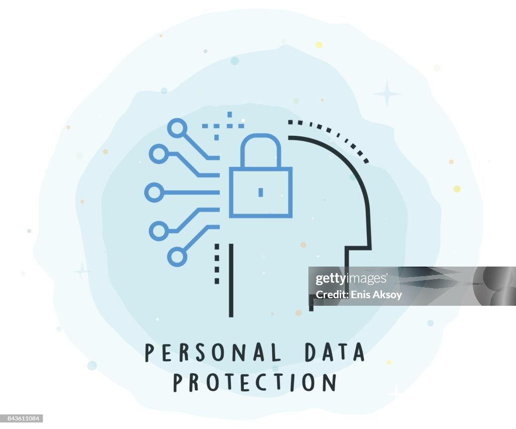 Ícone de proteção de dados pessoais com Patch aquarela
