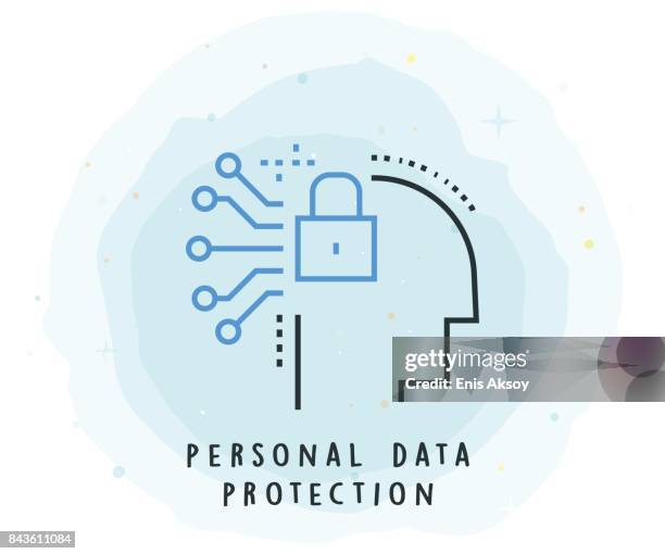 personal data protection icon with watercolor patch - security patch stock illustrations