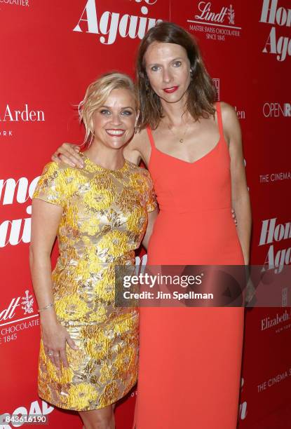 Actresses Reese Witherspoon and Dolly Wells attend the screening of Open Road Films' "Home Again" hosted by The Cinema Society with Elizabeth Arden...