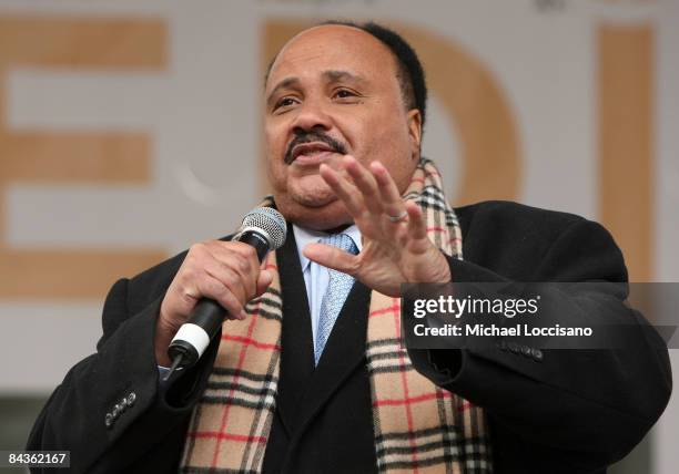 Martin Luther King III attends the National Hunger Rally hosted by Feeding America at Martin Luther King Library on January 19, 2009 in Washington,...