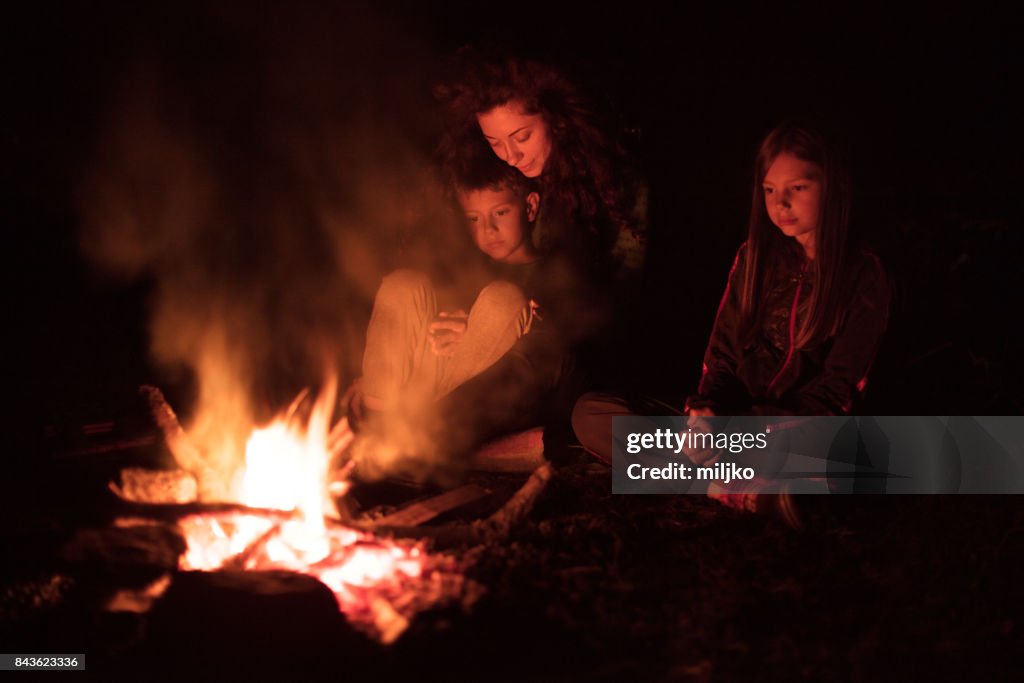Happy family on camping