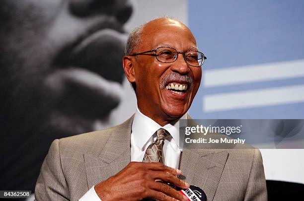 Legend Dave Bing laughs during the Martin Luther King, Jr. Day Sports Legacy Symposium presented by the Hyde Family Foundation on January 19, 2009 at...
