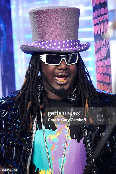 Rap artist T-Pain visits MTV's "TRL" at the MTV studios in Times Square on November 11, 2008 in New York City.