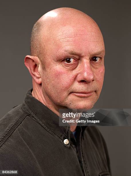 Writer Nick Hornby of the film "An Education" poses for a portrait at the Film Lounge Media Center during the 2009 Sundance Film Festival on January...