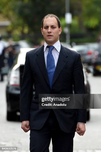 Lord Frederick Windsor departs St Thomas's Battersea after dropping off his daughter Maud for her first day at school in London, United Kingdom on...
