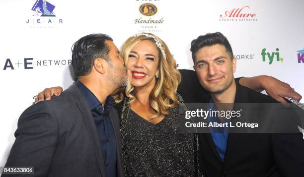 Actor Sal Velez Jr., Host/Executive Producer Kiki Melendez and co-host Lamar Babi arrive for the Premiere Of Latin Hollywood Films And FYI Network's...