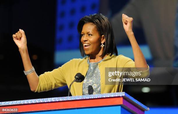 Michelle Obama, wife of US President-elect Barack Obama, delivers a speech at the ''Kids inaugural: We Are The Future" concert honouring military...