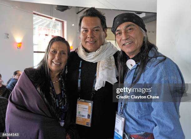 Casy Camp-Hornek, Bird Runningwater and Richard Ray Whitman attend the Native Forum Brunch during the 2009 Sundance Film Festival on January 19, 2009...