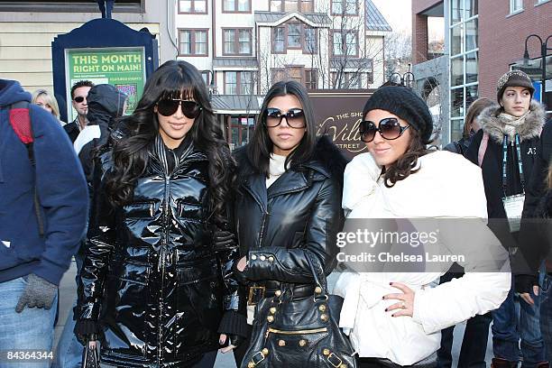 Kim Kardashian, Khloe Kardashian and Kourtney Kardashian are seen around town on January 17, 2009 in Park City, Utah.