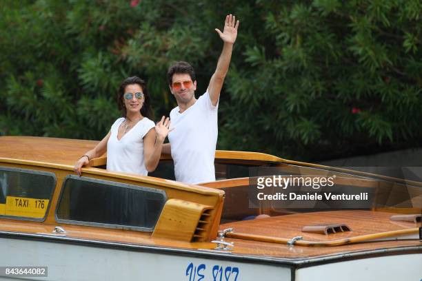 Giampaolo Morelli and Gloria Bellicchi are seen during the 74th Venice Film Festival on September 7, 2017 in Venice, Italy.