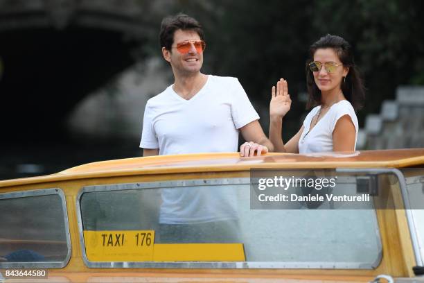 Giampaolo Morelli and Gloria Bellicchi are seen during the 74th Venice Film Festival on September 7, 2017 in Venice, Italy.