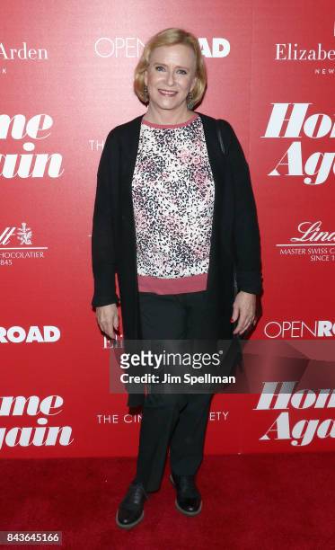 Actress Eve Plumb attends the screening of Open Road Films' "Home Again" hosted by The Cinema Society with Elizabeth Arden and Lindt Chocolate at The...