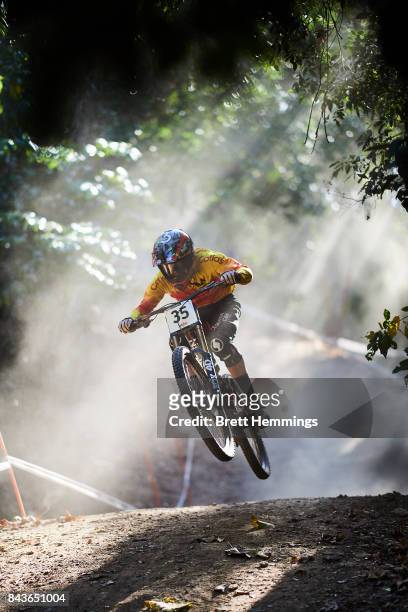 Alex Marin of Spain rides in a Downhill practice session during the 2017 Mountain Bike World Championships on September 7, 2017 in Cairns, Australia.