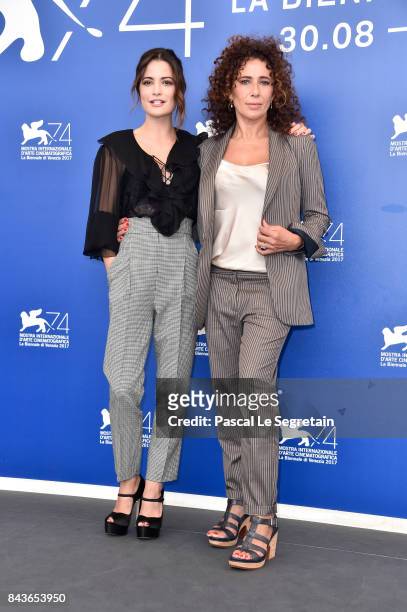 Giulia Elettra Gorietti and Francesca Antonelli attend the 'Manuel' photocall during the 74th Venice Film Festival at Sala Casino on September 7,...