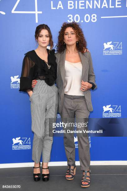 Giulia Elettra Gorietti and Francesca Antonelli attend the 'Manuel' photocall during the 74th Venice Film Festival at Sala Casino on September 7,...